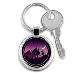 Mountain Night Crescent Moon Key Chain (Round)