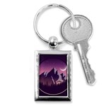 Mountain Night Crescent Moon Key Chain (Rectangle)