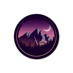 Mountain Night Crescent Moon Rubber Coaster (Round)