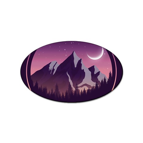 Mountain Night Crescent Moon Sticker (Oval) from ArtsNow.com Front