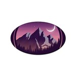 Mountain Night Crescent Moon Sticker (Oval)