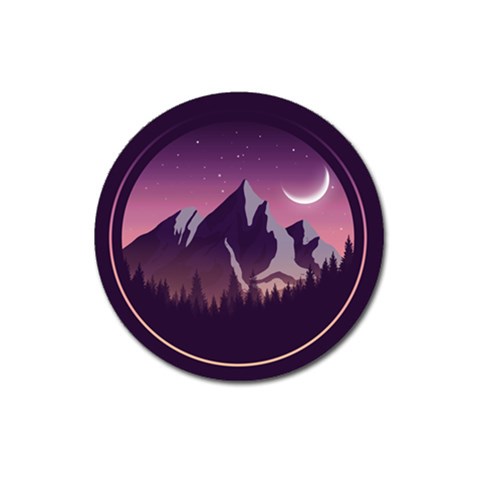 Mountain Night Crescent Moon Magnet 3  (Round) from ArtsNow.com Front