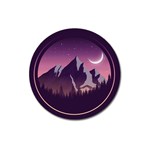 Mountain Night Crescent Moon Magnet 3  (Round)