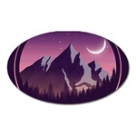 Mountain Night Crescent Moon Oval Magnet