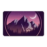 Mountain Night Crescent Moon Magnet (Rectangular)