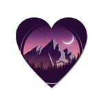 Mountain Night Crescent Moon Heart Magnet