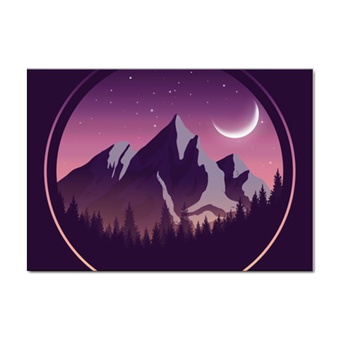 Mountain Night Crescent Moon Sticker A4 (10 pack) from ArtsNow.com Front