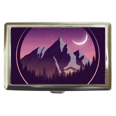 Mountain Night Crescent Moon Cigarette Money Case from ArtsNow.com Front