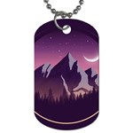 Mountain Night Crescent Moon Dog Tag (Two Sides)