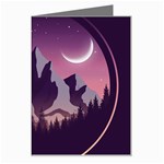 Mountain Night Crescent Moon Greeting Card