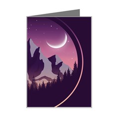 Mountain Night Crescent Moon Mini Greeting Card from ArtsNow.com Left