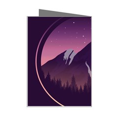 Mountain Night Crescent Moon Mini Greeting Card from ArtsNow.com Right