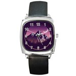 Mountain Night Crescent Moon Square Metal Watch