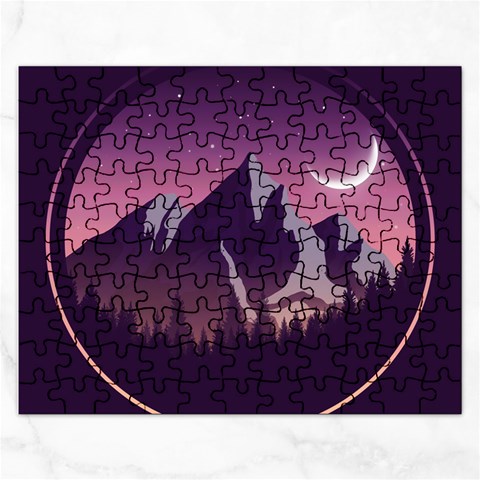 Mountain Night Crescent Moon Rectangular Jigsaw Puzzl from ArtsNow.com Front