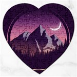 Mountain Night Crescent Moon Jigsaw Puzzle (Heart)