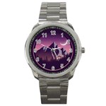 Mountain Night Crescent Moon Sport Metal Watch