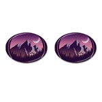 Mountain Night Crescent Moon Cufflinks (Oval)