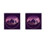 Mountain Night Crescent Moon Cufflinks (Square)