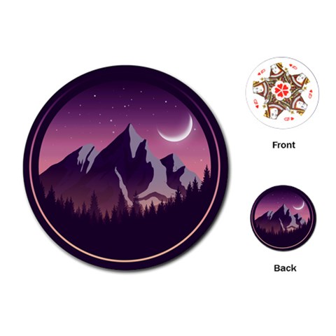 Mountain Night Crescent Moon Playing Cards Single Design (Round) from ArtsNow.com Front