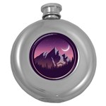 Mountain Night Crescent Moon Round Hip Flask (5 oz)