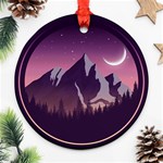 Mountain Night Crescent Moon Round Ornament (Two Sides)