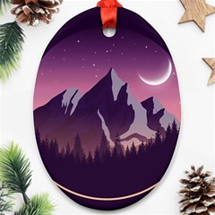 Mountain Night Crescent Moon Oval Ornament (Two Sides) from ArtsNow.com Front