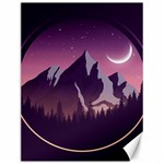 Mountain Night Crescent Moon Canvas 12  x 16 