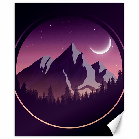 Mountain Night Crescent Moon Canvas 16  x 20  from ArtsNow.com 15.75 x19.29  Canvas - 1