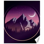 Mountain Night Crescent Moon Canvas 20  x 24 