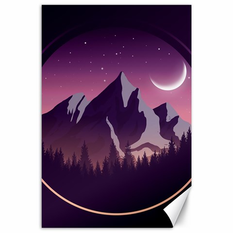 Mountain Night Crescent Moon Canvas 24  x 36  from ArtsNow.com 23.35 x34.74  Canvas - 1