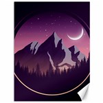 Mountain Night Crescent Moon Canvas 36  x 48 