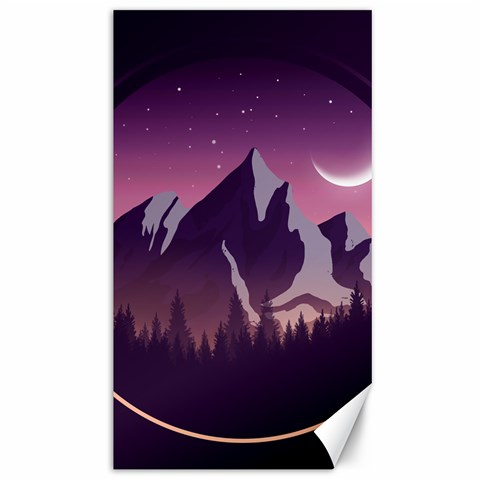 Mountain Night Crescent Moon Canvas 40  x 72  from ArtsNow.com 39.28 x69.23  Canvas - 1