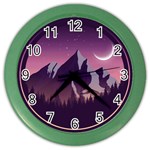 Mountain Night Crescent Moon Color Wall Clock