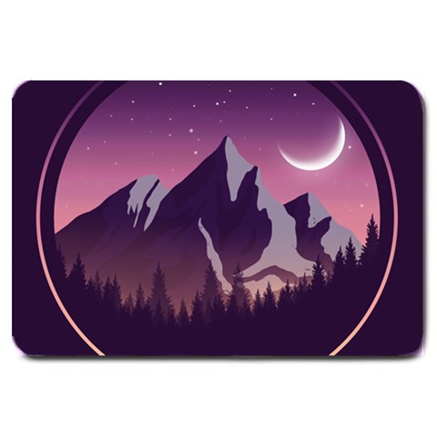 Mountain Night Crescent Moon Large Doormat from ArtsNow.com 30 x20  Door Mat