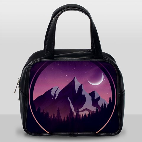 Mountain Night Crescent Moon Classic Handbag (One Side) from ArtsNow.com Front