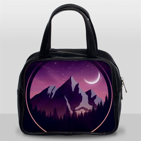 Mountain Night Crescent Moon Classic Handbag (Two Sides) from ArtsNow.com Front