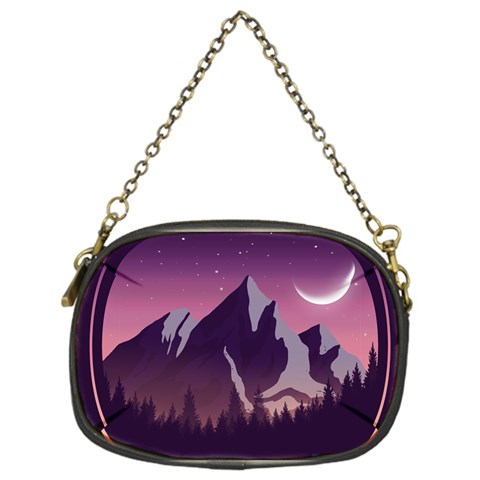 Mountain Night Crescent Moon Chain Purse (One Side) from ArtsNow.com Front