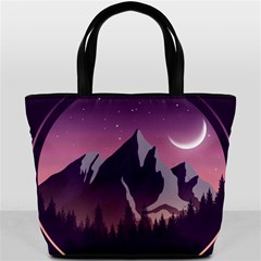 Mountain Night Crescent Moon Bucket Bag from ArtsNow.com Front