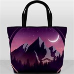 Mountain Night Crescent Moon Bucket Bag