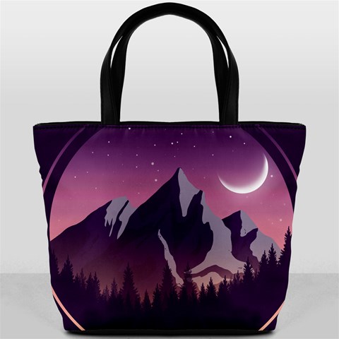 Mountain Night Crescent Moon Bucket Bag from ArtsNow.com Back