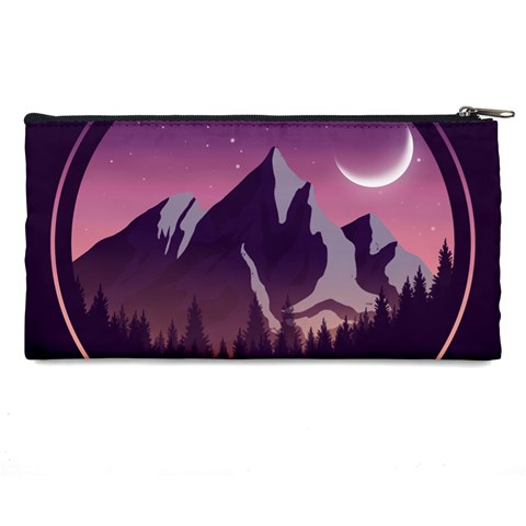 Mountain Night Crescent Moon Pencil Cases from ArtsNow.com Back