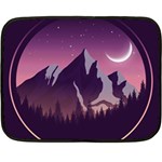 Mountain Night Crescent Moon Two Sides Fleece Blanket (Mini)