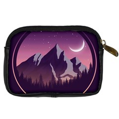 Mountain Night Crescent Moon Digital Camera Leather Case from ArtsNow.com Back