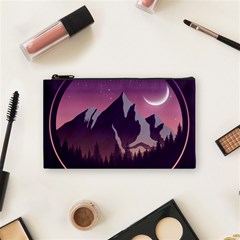 Mountain Night Crescent Moon Cosmetic Bag (Small) from ArtsNow.com Front