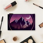 Mountain Night Crescent Moon Cosmetic Bag (Small)