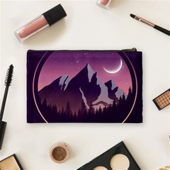 Mountain Night Crescent Moon Cosmetic Bag (Medium) from ArtsNow.com Back