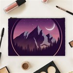 Mountain Night Crescent Moon Cosmetic Bag (Large)