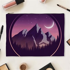 Mountain Night Crescent Moon Cosmetic Bag (XL) from ArtsNow.com Front