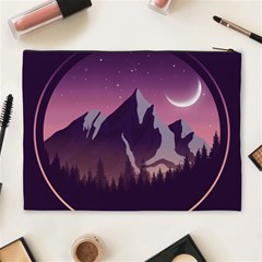 Mountain Night Crescent Moon Cosmetic Bag (XL) from ArtsNow.com Back