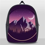 Mountain Night Crescent Moon School Bag (Large)